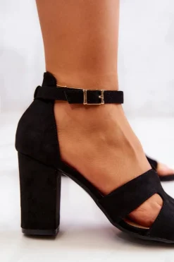 Sale Boto Modne Zamszowe Sandałki Na Obcasie Czarne Aubrey Czarny