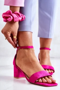 New Buty damskie Vinceza Modne Zamszowe Sandały Na Słupku Fuksja Rovena