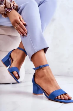 Damskie Buty damskie Vinceza Modne Zamszowe Sandały Na Słupku Niebieskie Rovena