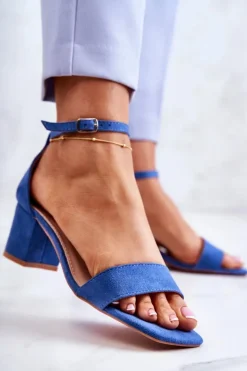 Damskie Buty damskie Vinceza Modne Zamszowe Sandały Na Słupku Niebieskie Rovena