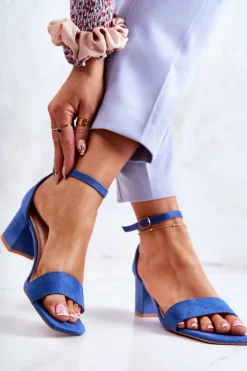 Damskie Buty damskie Vinceza Modne Zamszowe Sandały Na Słupku Niebieskie Rovena