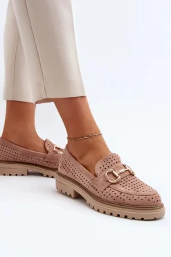 Boto Mokasyny Damskie Zamszowe*Mokasyny Damskie Ażurowe Z Ozdobą Różowe Talesse