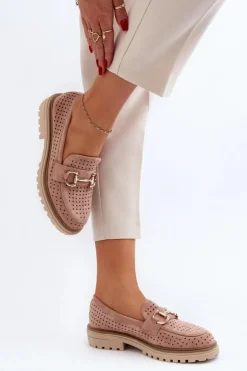 Boto Mokasyny Damskie Zamszowe*Mokasyny Damskie Ażurowe Z Ozdobą Różowe Talesse