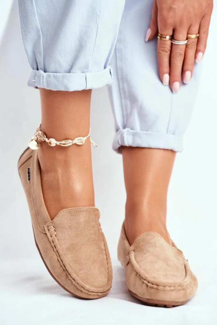 Evento Loafersy Damskie|Mokasyny Damskie Zamszowe*Mokasyny Damskie Beżowe Zamszowe Morreno Beżowy