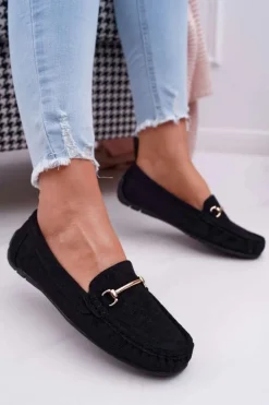 Sale Boto Mokasyny Damskie Czarne Zamszowe Sonnero