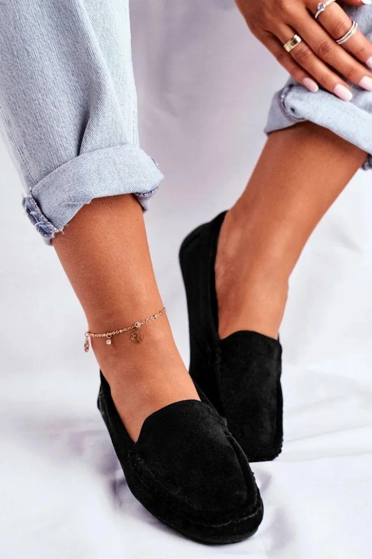 New Evento Mokasyny Damskie Czarne Zamszowe Morreno