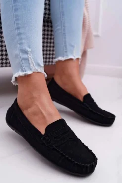 Boto Mokasyny Damskie Zamszowe*Mokasyny Damskie Czarne Zamszowe Bolero