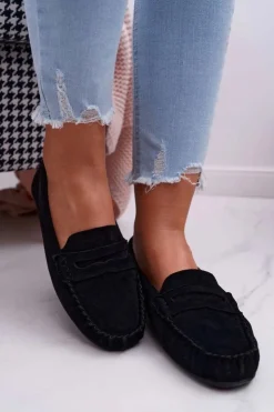Boto Mokasyny Damskie Zamszowe*Mokasyny Damskie Czarne Zamszowe Bolero