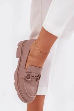 Boto Loafersy Damskie|Mokasyny Płaskie*Mokasyny Damskie Eko Skórzane Z Ozdobnym Detalem Khaki Seftass