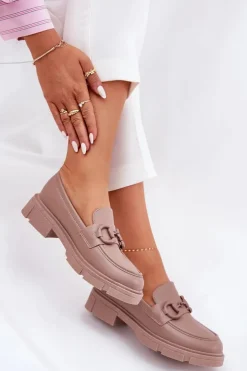 Boto Loafersy Damskie|Mokasyny Płaskie*Mokasyny Damskie Eko Skórzane Z Ozdobnym Detalem Khaki Seftass