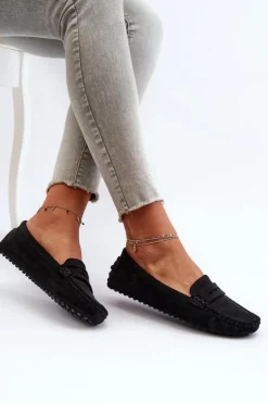 Online Boto Mokasyny Damskie Eko Zamszowe Czarne Adelmarie