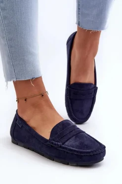 Discount Big Star Shoes Mokasyny Damskie Eko Zamszowe Big Star NN274931 Memory Foam System Granatowe