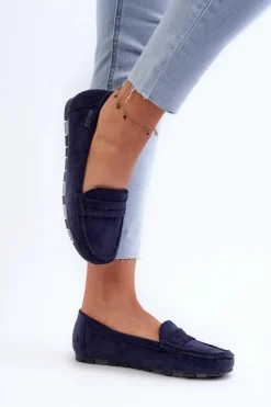 Discount Big Star Shoes Mokasyny Damskie Eko Zamszowe Big Star NN274931 Memory Foam System Granatowe