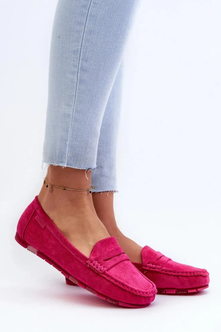 Big Star Shoes Loafersy Damskie|Mokasyny Damskie Zamszowe*Mokasyny Damskie Eko Zamszowe Big Star NN274934 Memory Foam System Fuksja