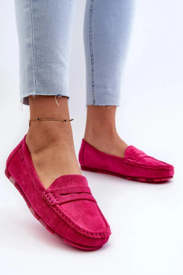 Big Star Shoes Loafersy Damskie|Mokasyny Damskie Zamszowe*Mokasyny Damskie Eko Zamszowe Big Star NN274934 Memory Foam System Fuksja