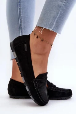 Damskie Big Star Shoes Mokasyny Damskie Eko Zamszowe Big Star NN274929 Memory Foam System Czarne