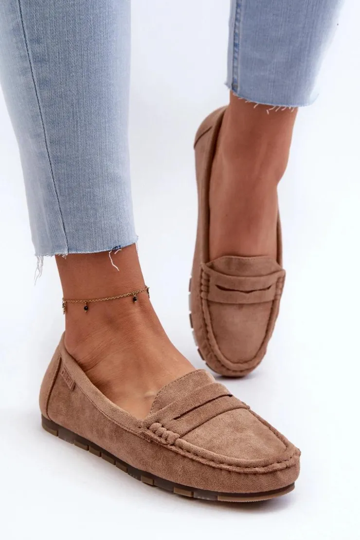 Big Star Shoes Loafersy Damskie|Mokasyny Damskie Zamszowe*Mokasyny Damskie Eko Zamszowe Big Star NN274930 Memory Foam System Beżowe