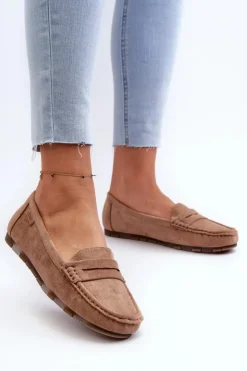 Big Star Shoes Loafersy Damskie|Mokasyny Damskie Zamszowe*Mokasyny Damskie Eko Zamszowe Big Star NN274930 Memory Foam System Beżowe