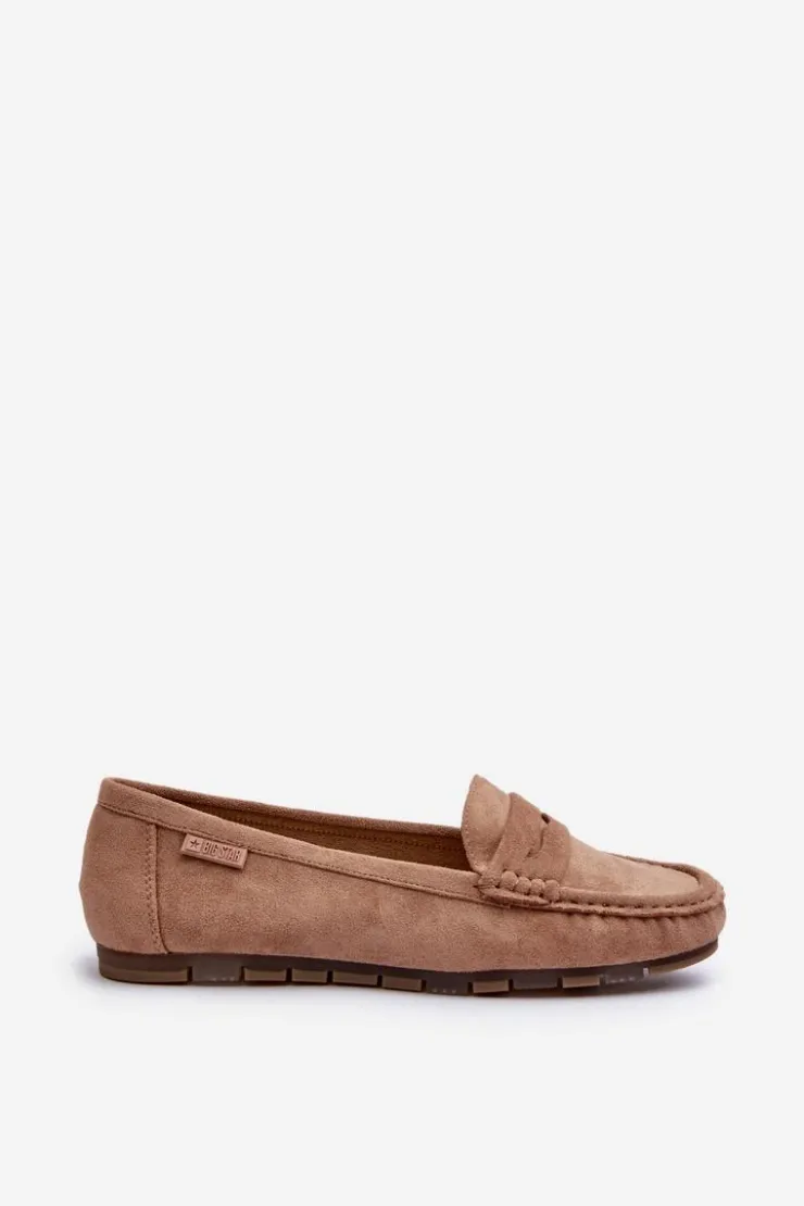 Big Star Shoes Loafersy Damskie|Mokasyny Damskie Zamszowe*Mokasyny Damskie Eko Zamszowe Big Star NN274930 Memory Foam System Beżowe