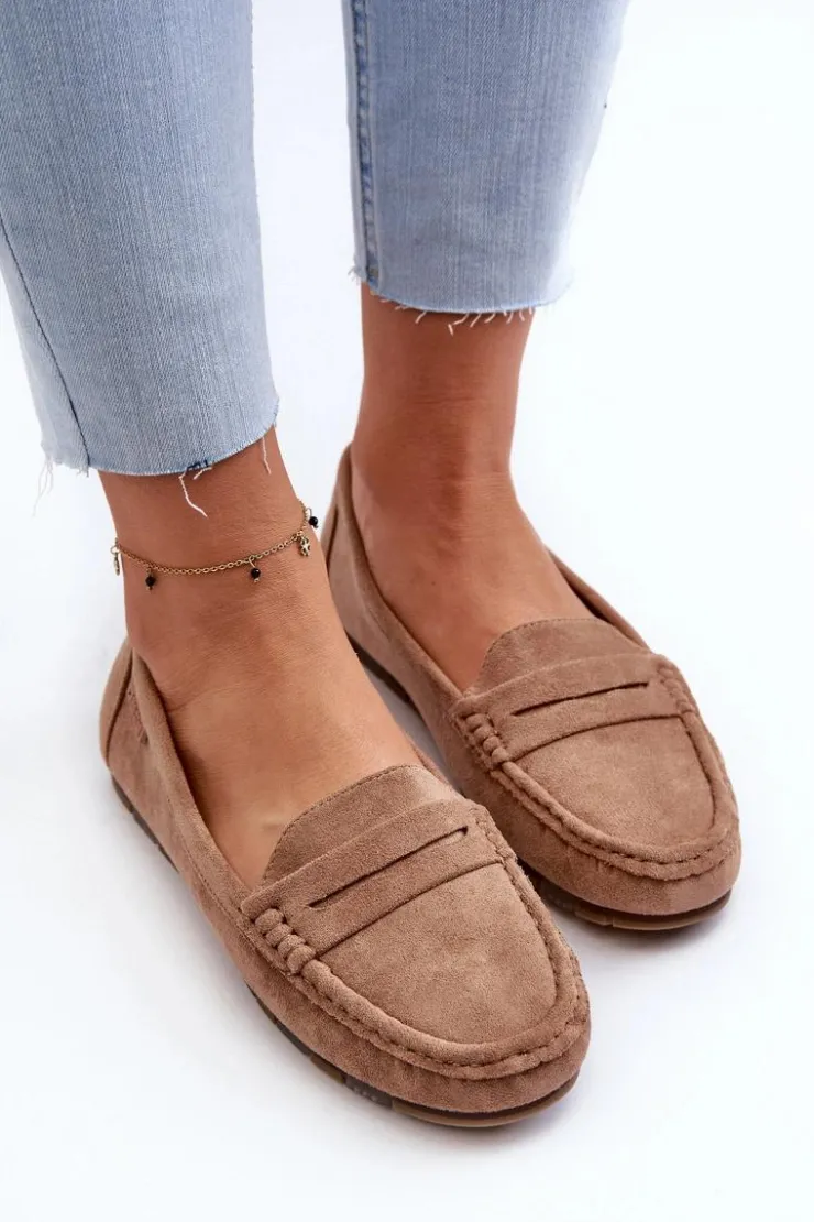 Big Star Shoes Loafersy Damskie|Mokasyny Damskie Zamszowe*Mokasyny Damskie Eko Zamszowe Big Star NN274930 Memory Foam System Beżowe