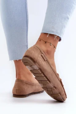 Big Star Shoes Loafersy Damskie|Mokasyny Damskie Zamszowe*Mokasyny Damskie Eko Zamszowe Big Star NN274930 Memory Foam System Beżowe