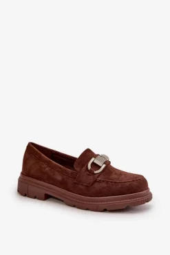 Boto Mokasyny Damskie Zamszowe*Mokasyny Damskie Eko Zamszowe Z Ozdobą Brązowe Wistera