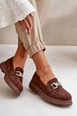 Boto Mokasyny Damskie Zamszowe*Mokasyny Damskie Eko Zamszowe Z Ozdobą Brązowe Wistera