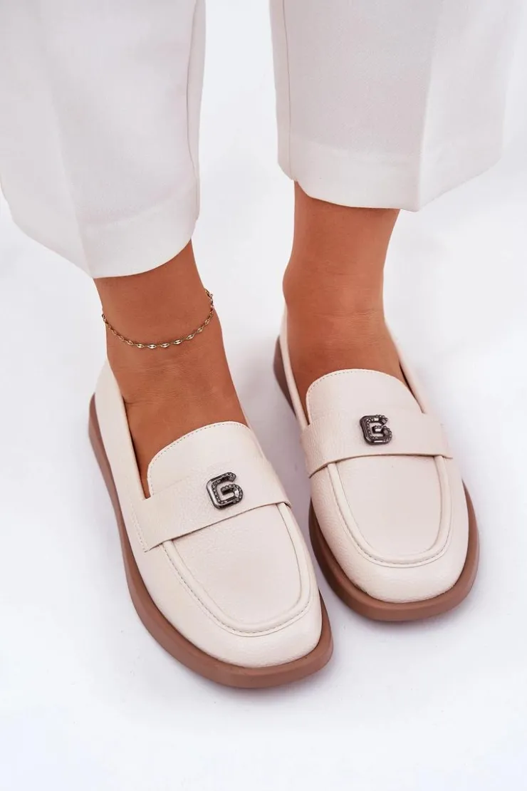 Damskie Buty damskie Vinceza Mokasyny Damskie Eleganckie Z Ozdobnym Małym Detalem Vinceza 62208 Beżowe