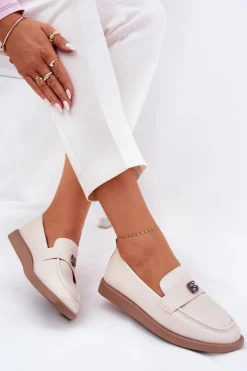 Damskie Buty damskie Vinceza Mokasyny Damskie Eleganckie Z Ozdobnym Małym Detalem Vinceza 62208 Beżowe