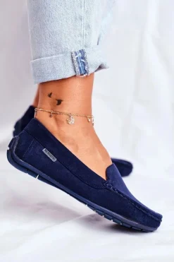 Evento Loafersy Damskie|Mokasyny Damskie Zamszowe*Mokasyny Damskie Granatowe Zamszowe Morreno Niebieski