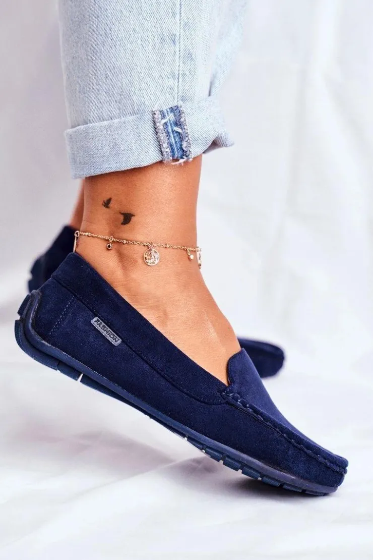Evento Loafersy Damskie|Mokasyny Damskie Zamszowe*Mokasyny Damskie Granatowe Zamszowe Morreno Niebieski