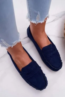 Boto Mokasyny Damskie Zamszowe*Mokasyny Damskie Granatowe Zamszowe Bolero