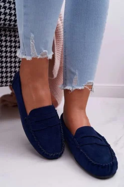 Boto Mokasyny Damskie Zamszowe*Mokasyny Damskie Granatowe Zamszowe Bolero
