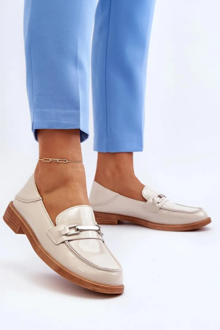 Damskie Buty damskie Vinceza Mokasyny Damskie Lakierowane Beżowe Nurea