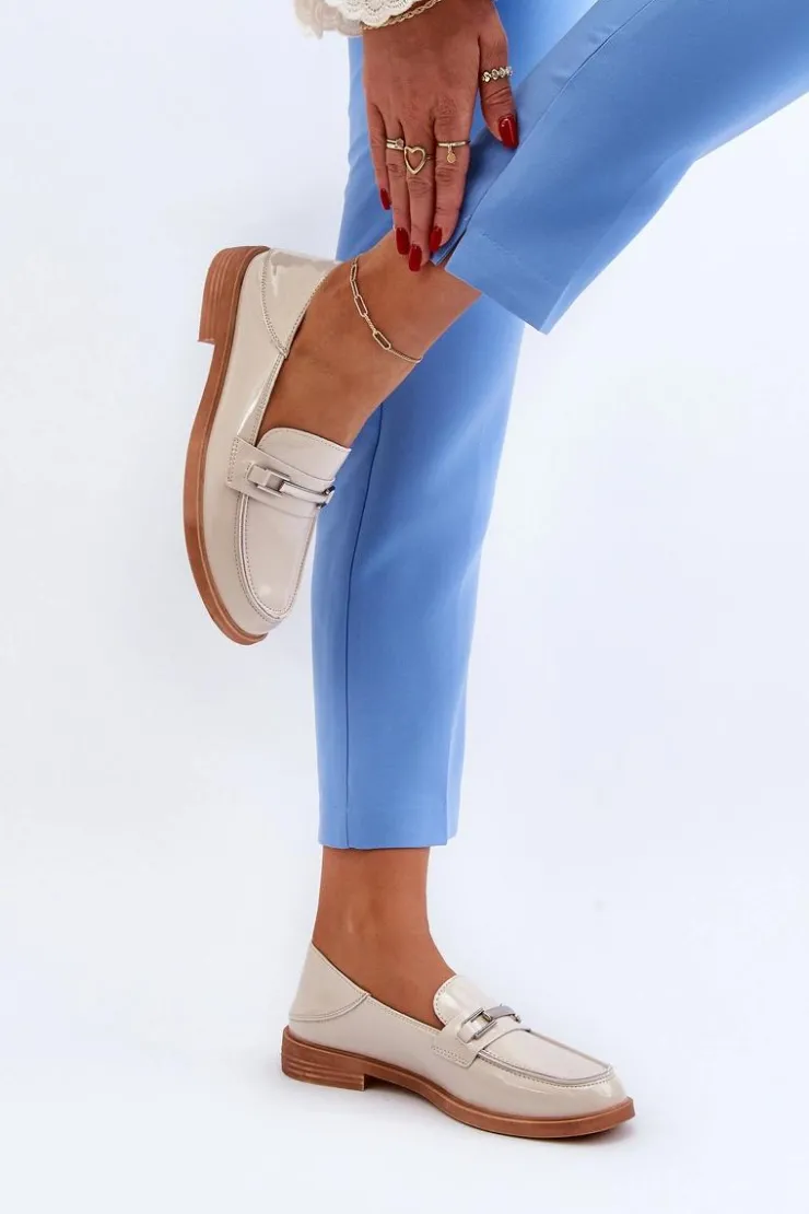 Damskie Buty damskie Vinceza Mokasyny Damskie Lakierowane Beżowe Nurea