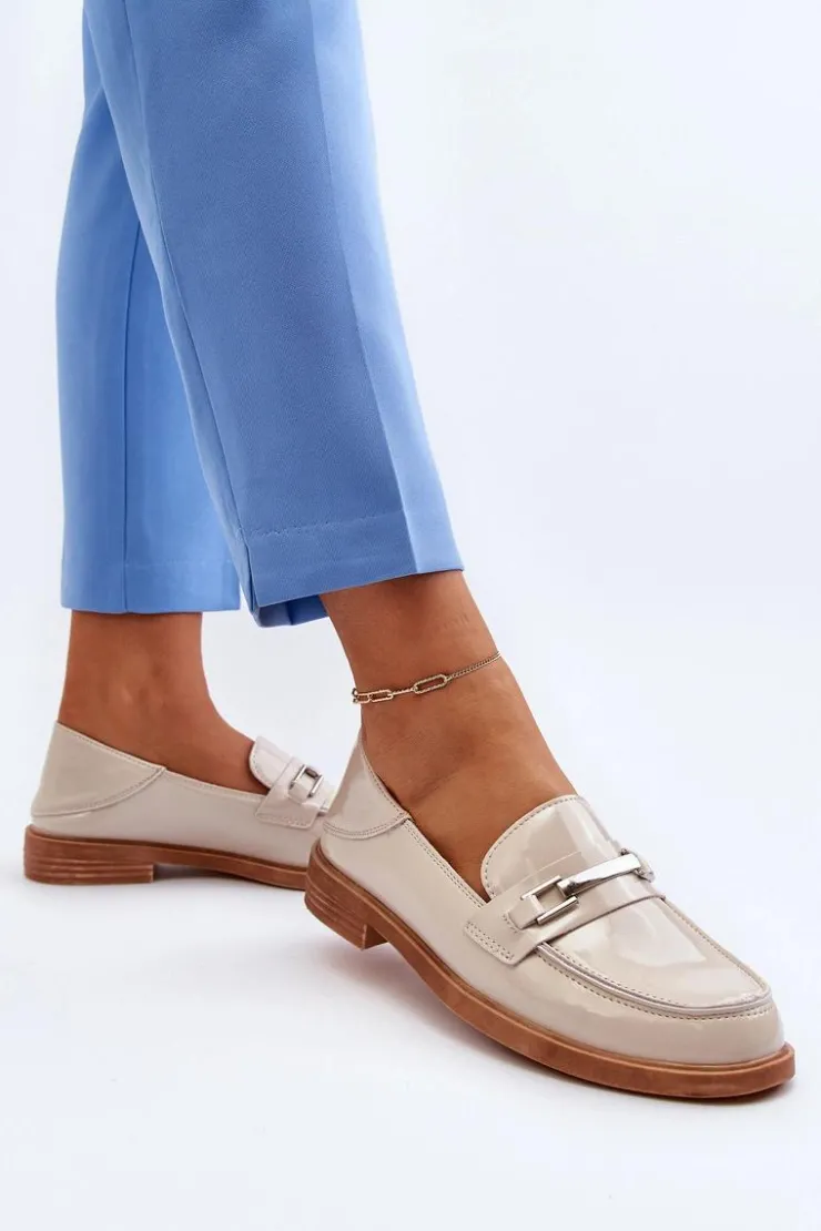 Damskie Buty damskie Vinceza Mokasyny Damskie Lakierowane Beżowe Nurea