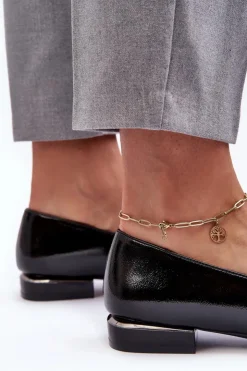 Online Buty Sergio Leone Mokasyny Damskie Lakierowane Z Ozdobą Czarne Camilena Czarny