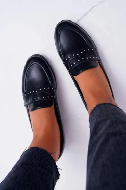 Boto Mokasyny Damskie Skórzane*Mokasyny Damskie Loafery Lordsy Czarne Tenes