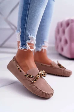 Damskie Boto Mokasyny Damskie Lu Boo Wygodne Beżowe Plummy