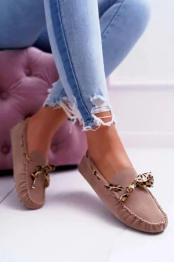 Damskie Boto Mokasyny Damskie Lu Boo Wygodne Beżowe Plummy