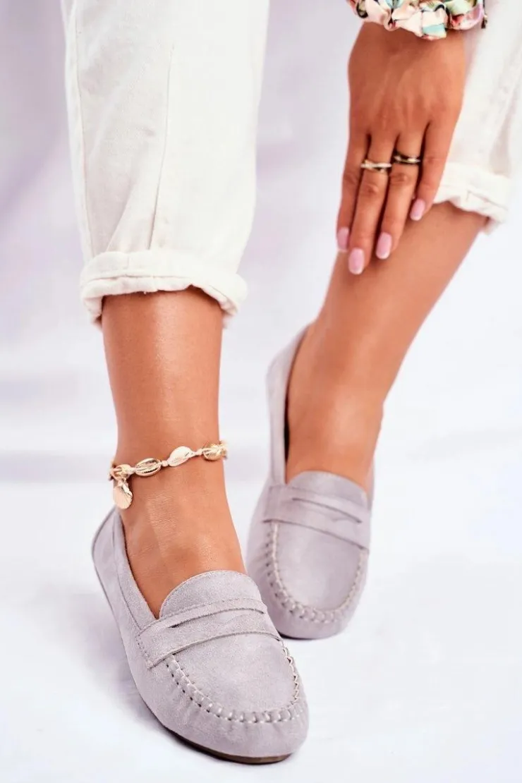 Damskie Boto Mokasyny Damskie Materiałowe Szare Panay