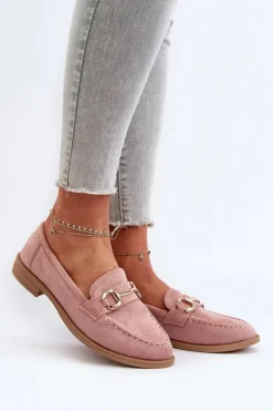 Sale Boto Mokasyny Damskie Na Płaskim Obcasie Z Ozdobą Różowe Aviole