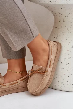 Boto Loafersy Damskie|Mokasyny Na Platformie*Mokasyny Damskie Na Płaskiej Podeszwie Beżowe Timannie