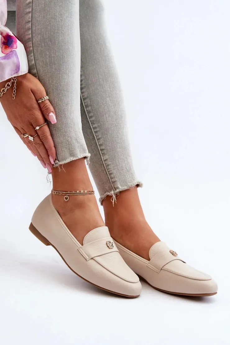 Damskie Evento Mokasyny Damskie Na Płaskim Obcasie Beżowe Sylvaine
