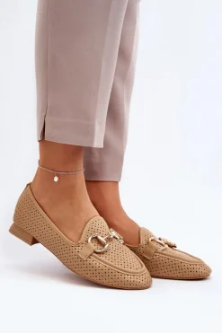Damskie Boto Mokasyny Damskie Na Płaskim Obcasie Z Ozdobą Camel Iluvana