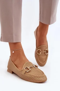Damskie Boto Mokasyny Damskie Na Płaskim Obcasie Z Ozdobą Camel Iluvana