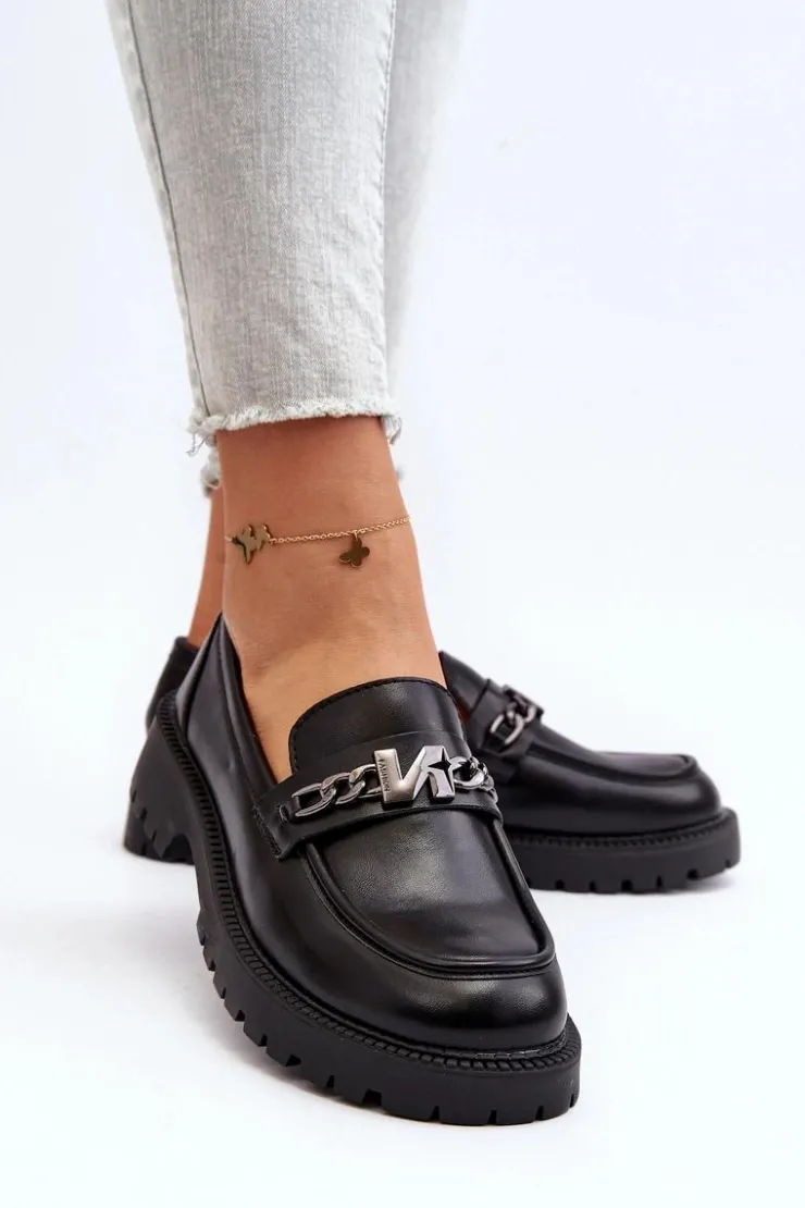 Buty damskie Vinceza Loafersy Damskie|Mokasyny Płaskie*Mokasyny Damskie Na Płaskim Obcasie Czarne Ezoma