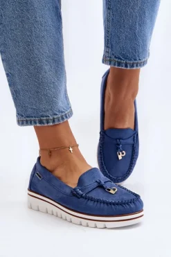 Boto Loafersy Damskie|Mokasyny Na Platformie*Mokasyny Damskie Na Platformie Niebieskie Railav