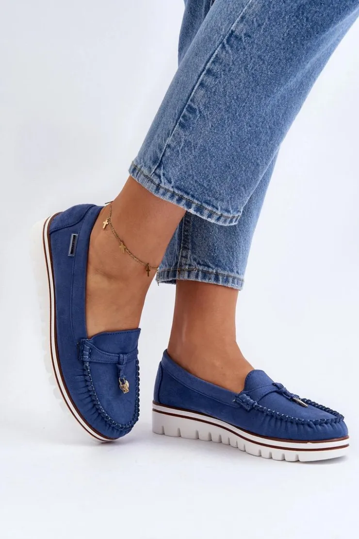 Boto Loafersy Damskie|Mokasyny Na Platformie*Mokasyny Damskie Na Platformie Niebieskie Railav