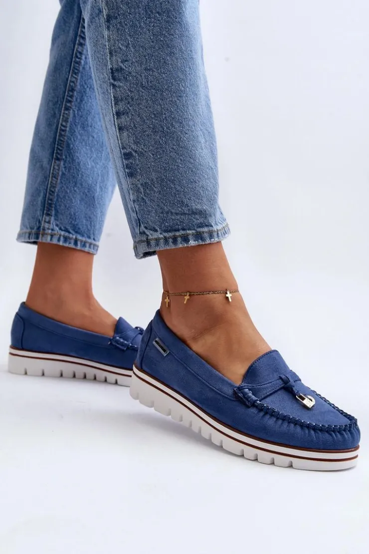 Boto Loafersy Damskie|Mokasyny Na Platformie*Mokasyny Damskie Na Platformie Niebieskie Railav